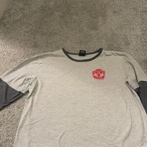 Gray and Red Long Sleeve Men's Tee